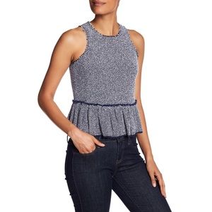 REBECCA TAYLOR Stretch Tweed Peplum Top